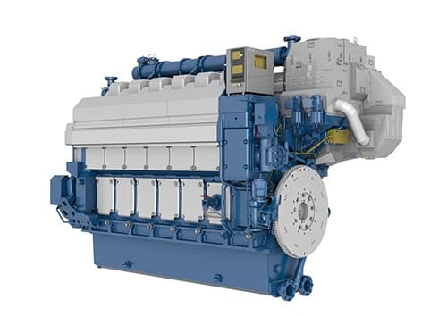 Medium-speed dual-fuel four-stroke marine engine — the core platform we service